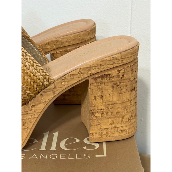 Seychelles Applause Tan Woven Platform Cork Block Heel Mules Size 9 - Picture 4 of 9
